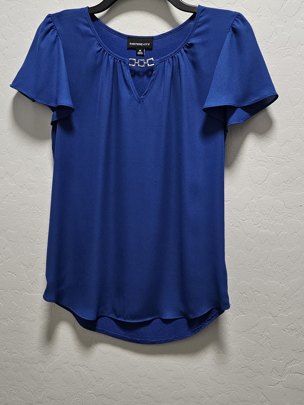 Fortune & Ivy Royal Blue Flutter Sleeve Blouse XS Stitch Fix